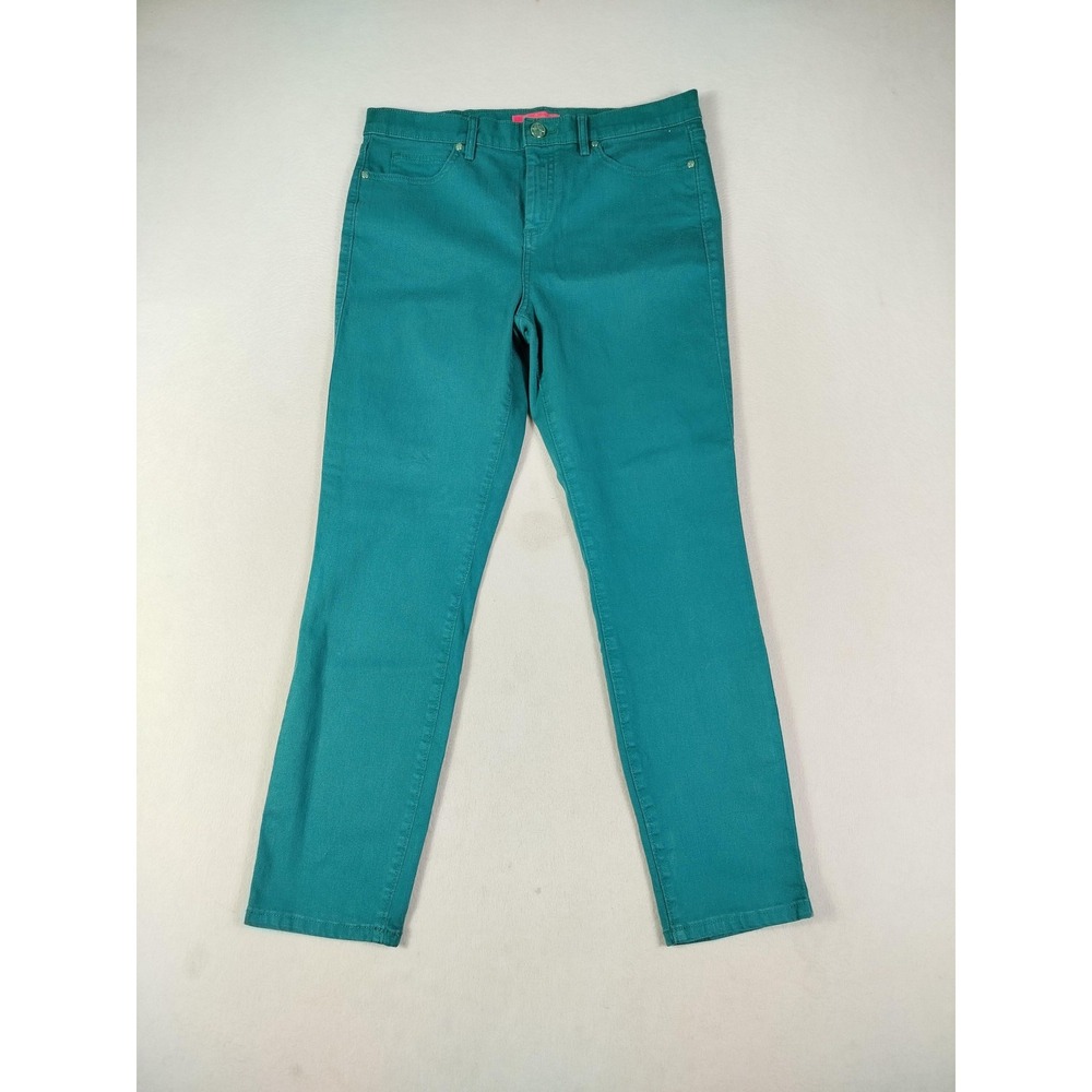 Lilly Pulitzer Jeans Womens 12 Green Stretch Denim Preppy‎ Casual Quiet Luxury